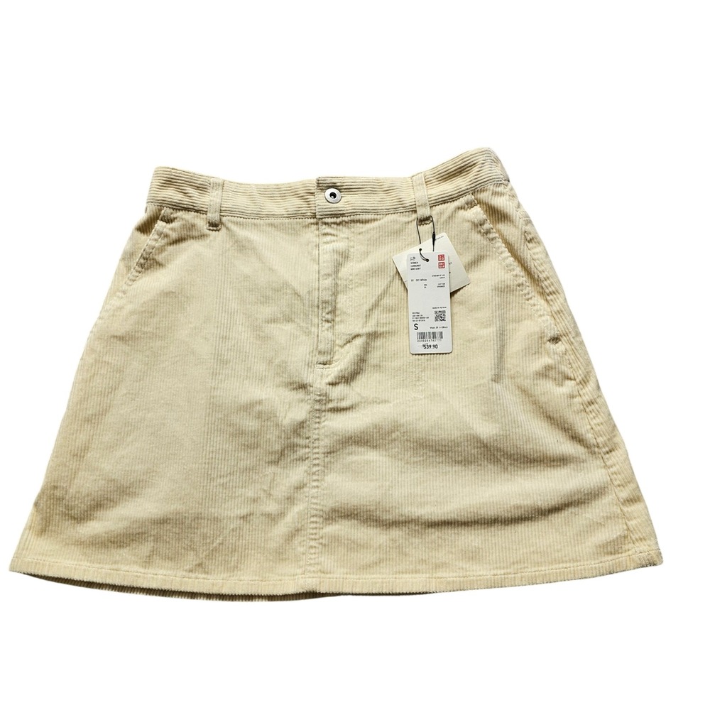 Uniqlo Comptoir des Cotonniers Corduroy Mini Skirt Womens S Off White 460128
